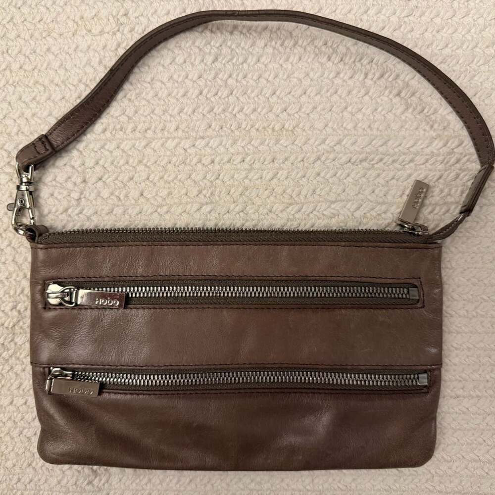 Hobo TaupeLeather Crossbody Bag Purse